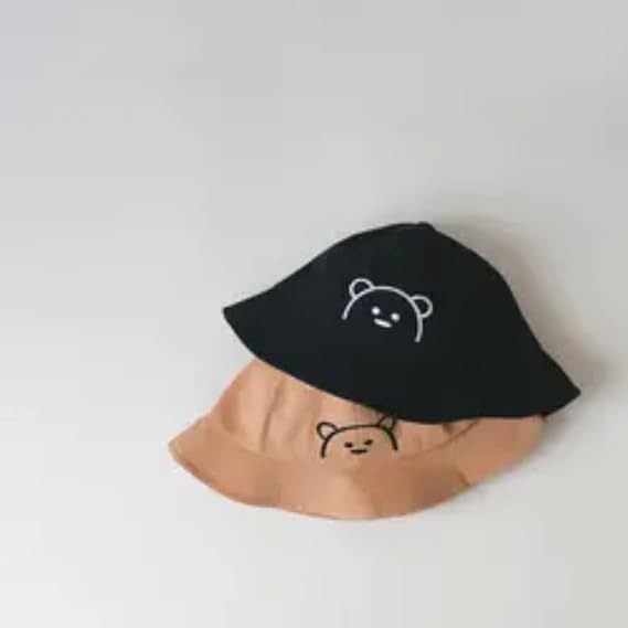 Baby Sun Hat Boys Girls for Young Children 0 to 6months with Embroidered Cute Bear Face Available in 3 Colors