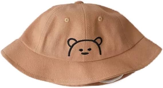 Baby Sun Hat Boys Girls for Young Children 0 to 6months with Embroidered Cute Bear Face Available in 3 Colors