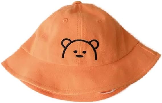 Baby Sun Hat Boys Girls for Young Children 0 to 6months with Embroidered Cute Bear Face Available in 3 Colors