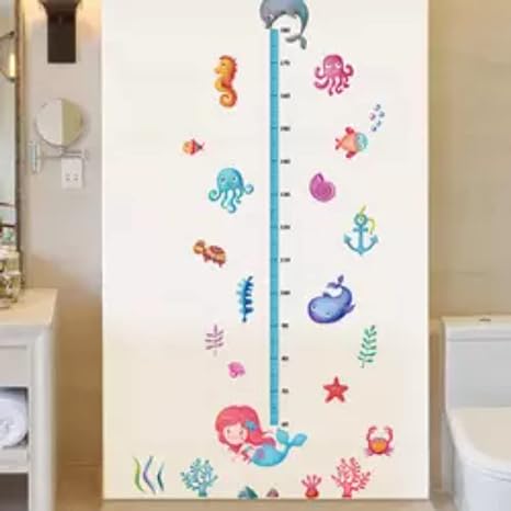 Children Wall Decal Underwater Animal Height Measurement Wall Decal Decorative Wall Decal Decor Wall Measurement Height Chart