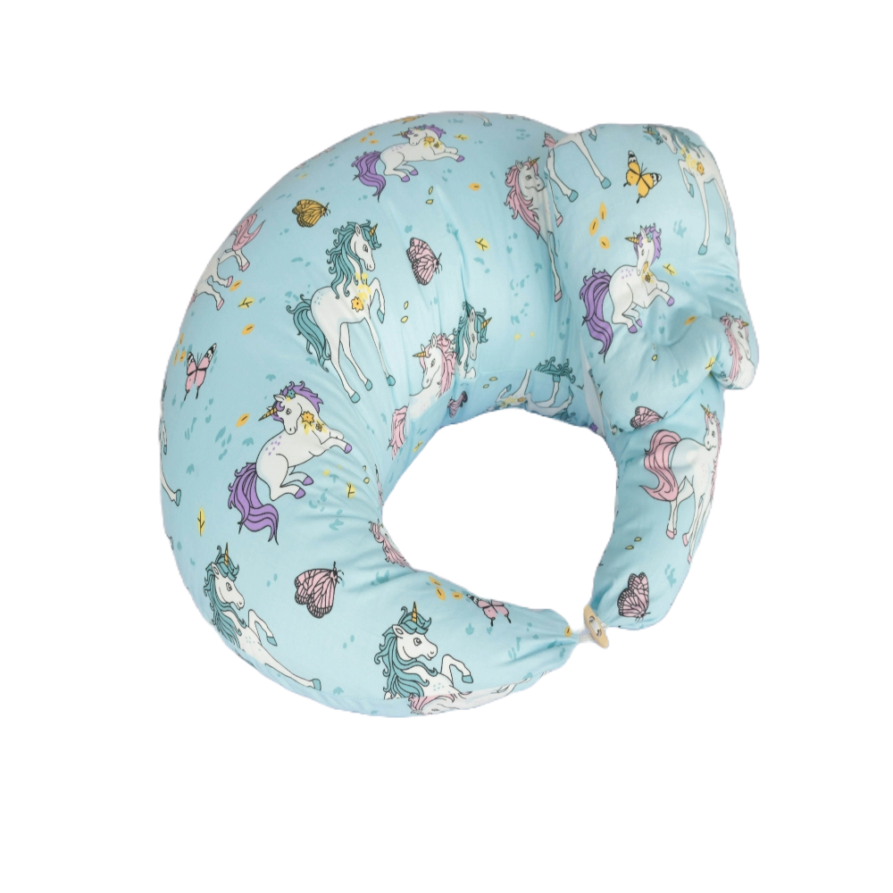 Breastfeeding Baby Nursing Pillow with Detachable Headrest for Blue or Pink